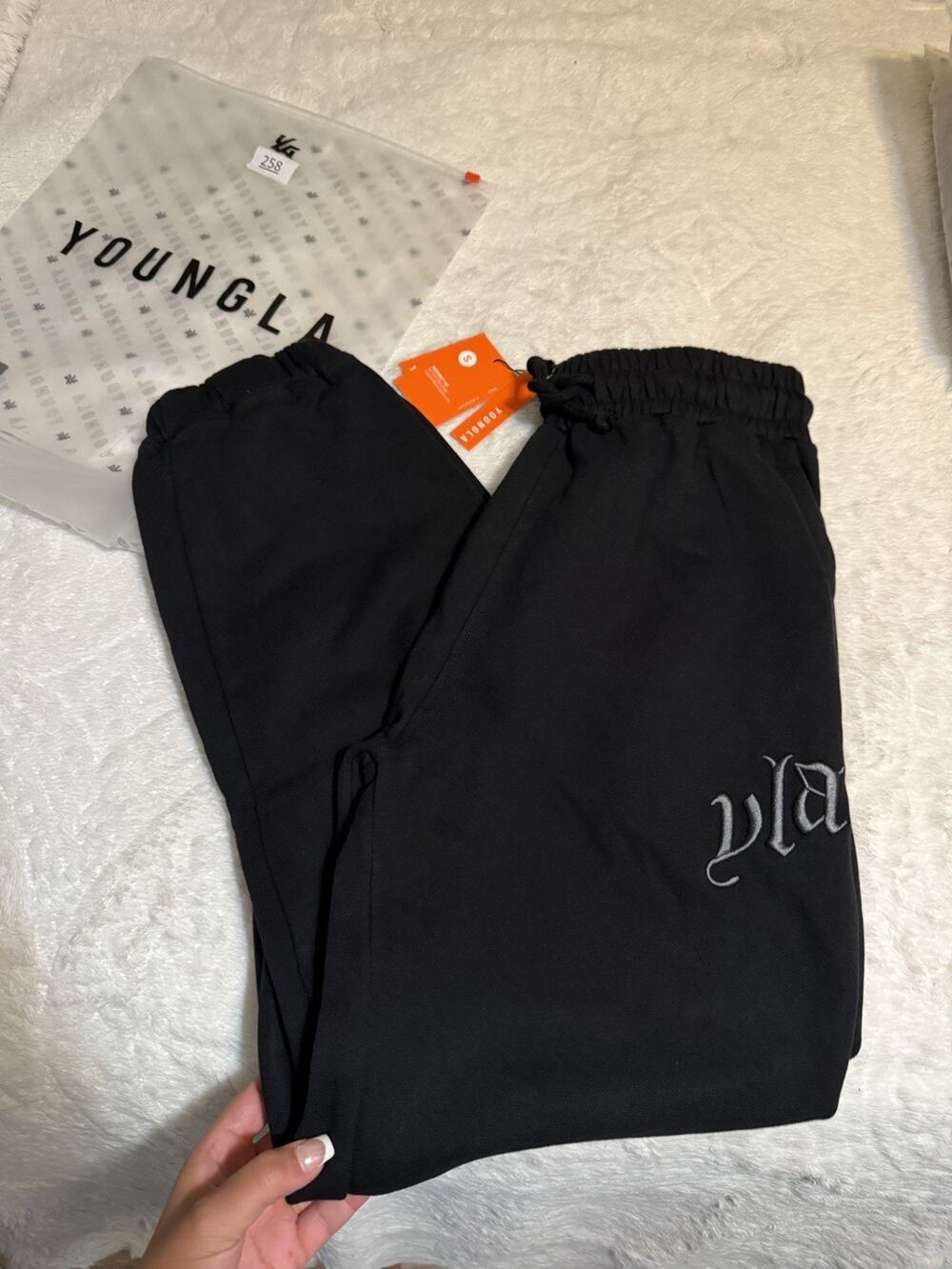 YoungLA Men's Black Jogger Sweatpants Size S Logo Pockets Drawstring NWT